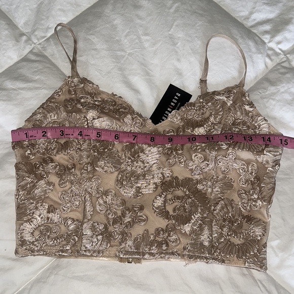 FASHION NOVA Floral Fresh Lace Set in Champagne Sz S High-Low Skirt & Crop Top - Picture 14 of 16